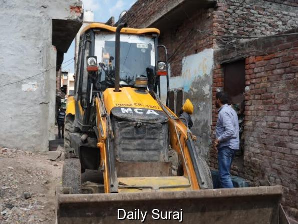 District Administration Demolishes House of Drug Smuggler Ajay Kumar Billi