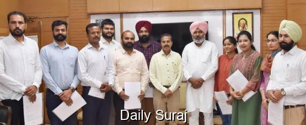 FINANCE MINISTER HARPAL SINGH CHEEMA HANDS OVER APPOINTMENT LETTERS TO 11 NEWLY APPOINTED SECTION OFFICERS