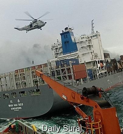 ICG, Navy & IAF Execute High-Risk Operation to Stabilise Fire-Hit Singaporean Vessel Off Kochi
