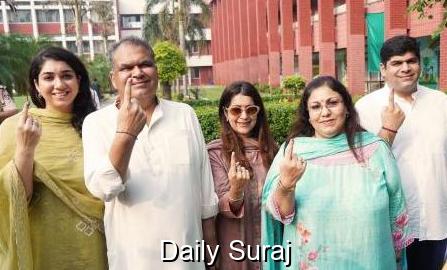 Voting Day: AAP’s Sanjeev Arora Shows Up with Family to Cast Ballot