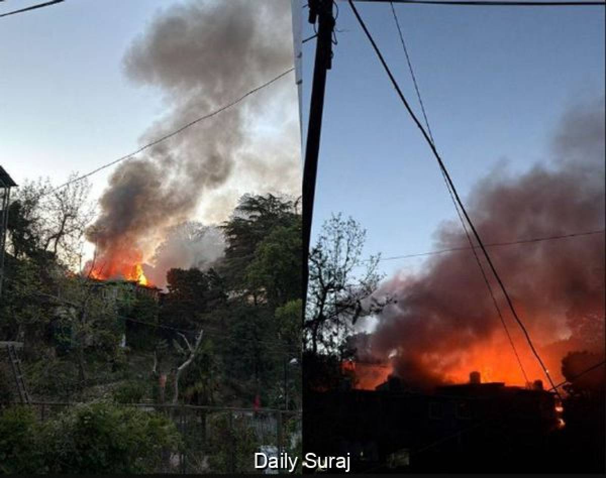 Firefighters Battle Blaze After Cylinder Explosions in Kasauli Market